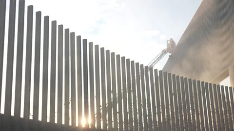 Firefighting, view through the fence Stock Footage 266410451