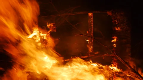 FIREFLAMES NIGHT Stock Footage 183407836