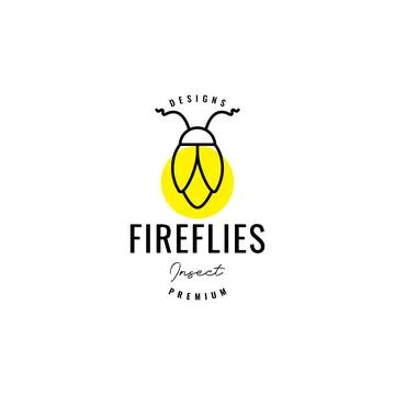 Fireflies with lighting abstract logo Stock Illustration