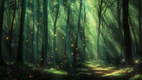 An Anime Animals: Magical Forest With Mystical Creatures Stock Photo,  Picture and Royalty Free Image. Image 210194551.