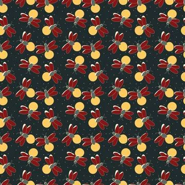 Fireflies seamless pattern Stock Illustration