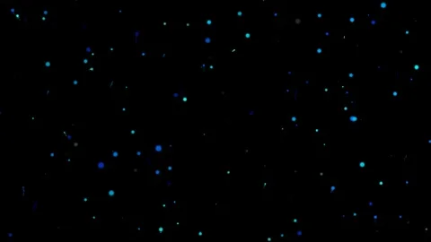 Fireflies warm blue particles slow flying abstract elements on the air black Stock-Footage 250284369