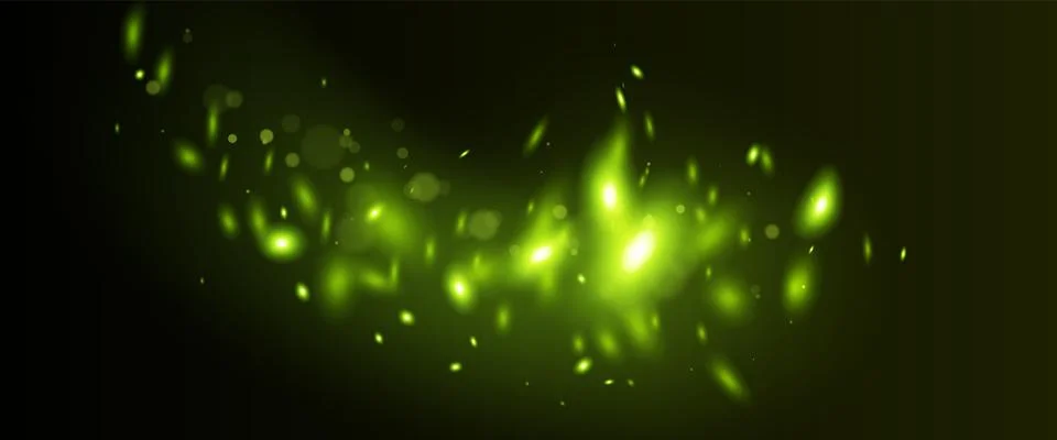 Firefly effect with green glowing particles Stock Illustration