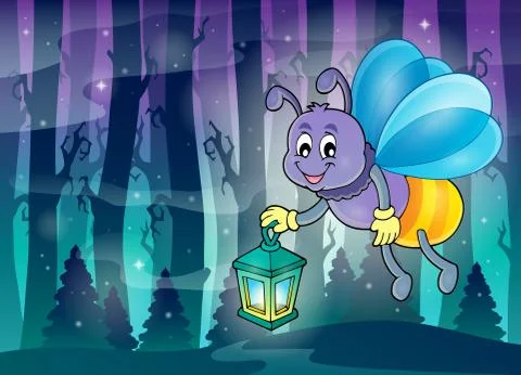 Firefly with lantern theme image - eps10 vector illustration. Stock Illustration