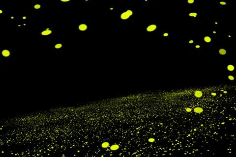 Firefly, lightning bugs on black background Stock Photos