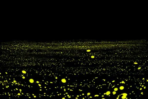 Firefly, lightning bugs on black background Stock Photos