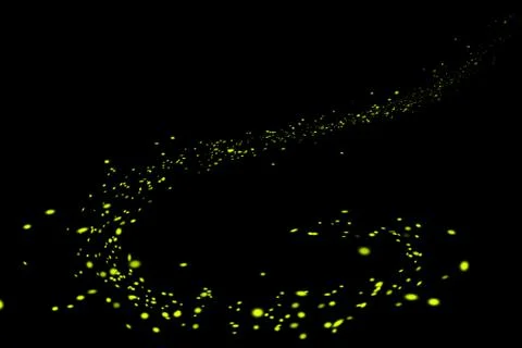 Firefly, lightning bugs on black background Foto stock