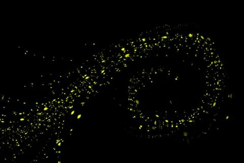 Firefly, lightning bugs on black background Stock Photos