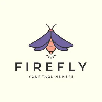 Firefly or insect with line art style cartoon logo vector illustration design Stock Illustration