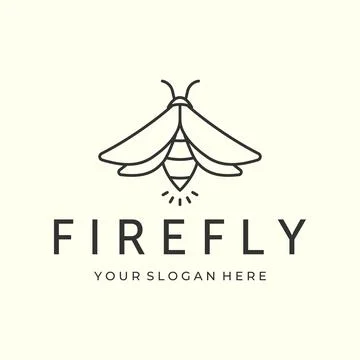 Firefly or insect with line art minimalist style logo vector illustration des Stock Illustration