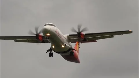 Firefly Propeller Aircraft Flying Low Preparing to Land Stock Footage 322147683