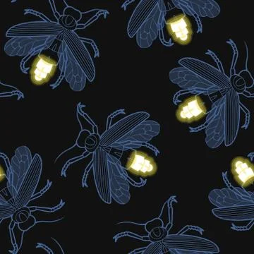 Firefly seamless vector pattern Stock Illustration