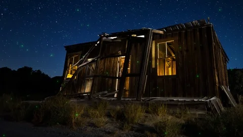 FIREFLY SHACK NIGHT Stock Footage 96641782