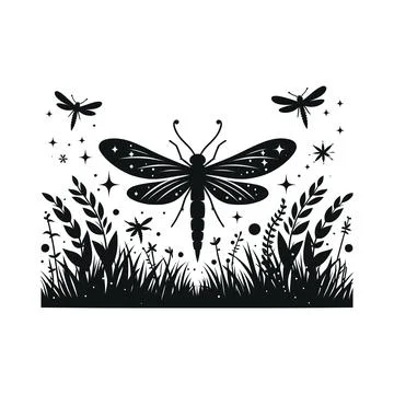 Firefly Silhouette Vector Illustration Ilustración de archivo