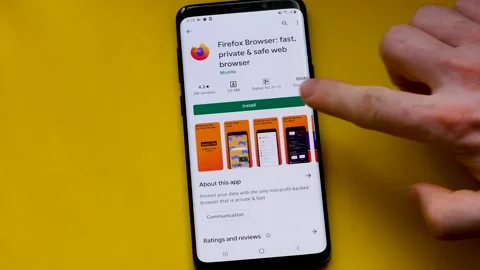 Firefox mobile application is installed on a smartpho Stock Footage 151683473