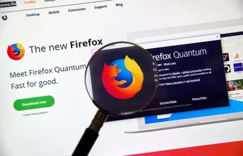 Firefox Quantum home page. Stock Photos