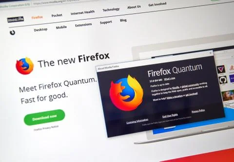 Firefox Quantum web page. Stock Photos