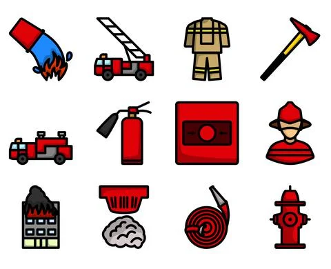 Fireguard Icon Set Stock Illustration
