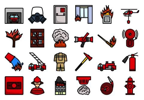 Fireguard Icon Set Stock Illustration