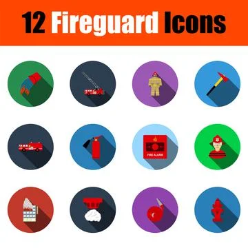 Fireguard Icon Set Stock Illustration