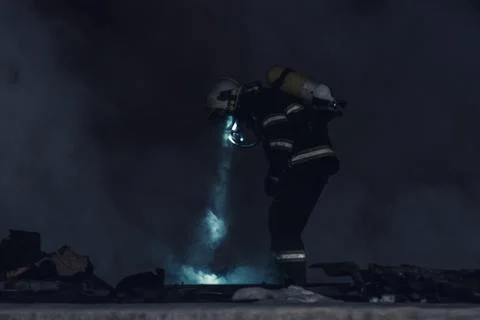 Fireman in action Foto stock