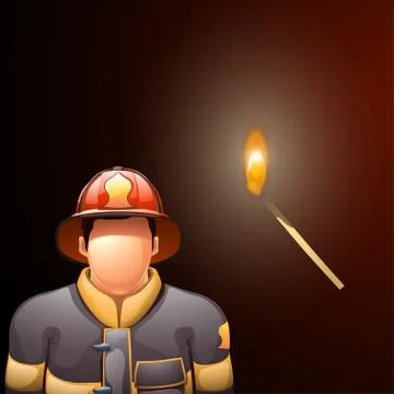 Fireman and match Stock Illustration