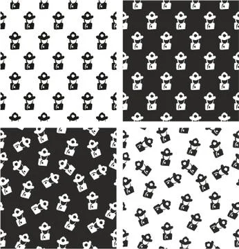 Fireman Avatar Freehand Aligned &amp; Random Seamless Pattern Set Illustrazione stock