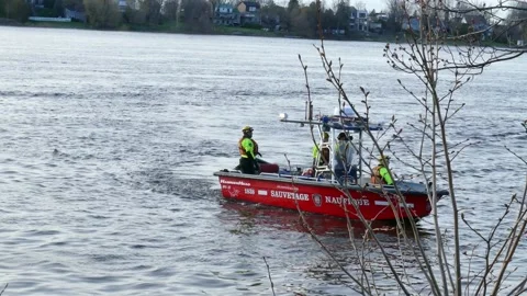 Fireman on boat on the water Stock Footage 139658822