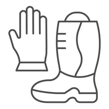 Fireman boots and gloves thin line icon. Fire protection equipment outline style Stock Illustration