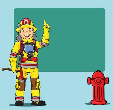 FIREMAN CARTOON PRESENTATION Stock Illustration
