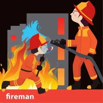 Fireman collection vector illustration Stock Illustration