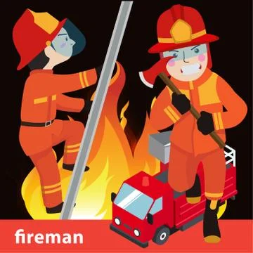 Fireman collection vector illustration Stock Illustration