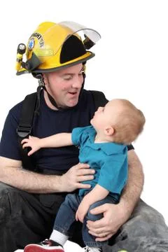 Fireman dad Stock Photos