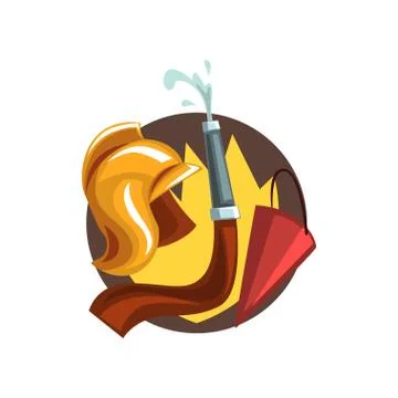 Fireman elements, symbols of the firefighter profession cartoon vector Illustrazione stock