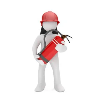 Fireman Extinguisher Stock Illustration