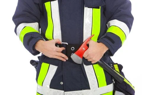 Fireman with a fire axe Stock Photos
