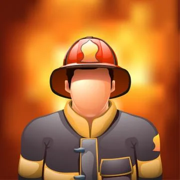 Fireman with fire Stock Illustration