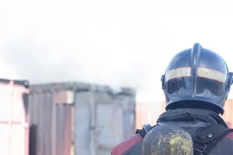 Fireman fire training station drill Stock Photos