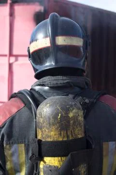 Fireman fire training station drill Stock Photos