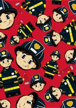 Fireman - Firefighter Pattern Stock Illustration
