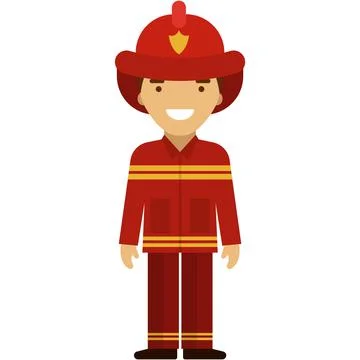 Fireman flat vector icon isolated on white background Stock Illustration