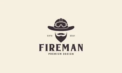 Fireman head with beard logo symbol vector icon illustration graphic design Stock Illustration