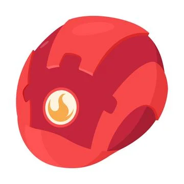 Fireman helmet icon, front view. Hat of firefighter with metal emblemsor logo Stock Illustration