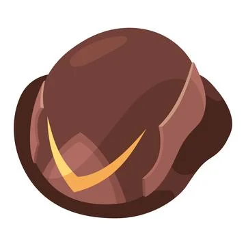Fireman helmet icon, side view. Hat of firefighter with metal emblemsor logo Stock Illustration