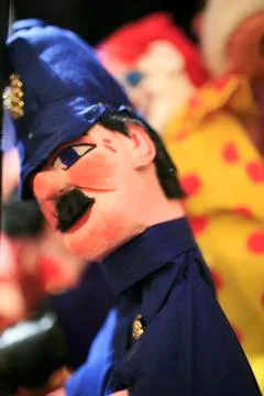 Fireman muppet in a theater Stock Photos