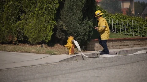 Fireman Opens Hydrant Stock Footage 111481287