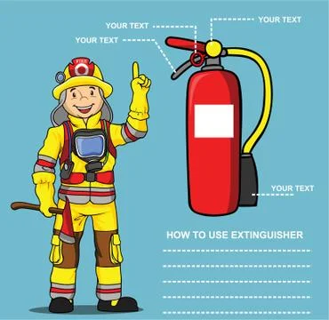 FIREMAN PRESENTATION EXTINGUISHER Stock Illustration