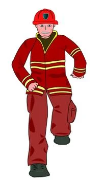 Fireman running Illustrazione stock
