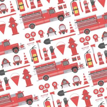 Fireman seamless pattern Stock Illustration