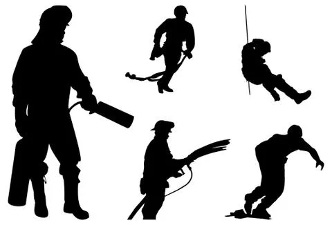 Fireman silhuette Stock Illustration